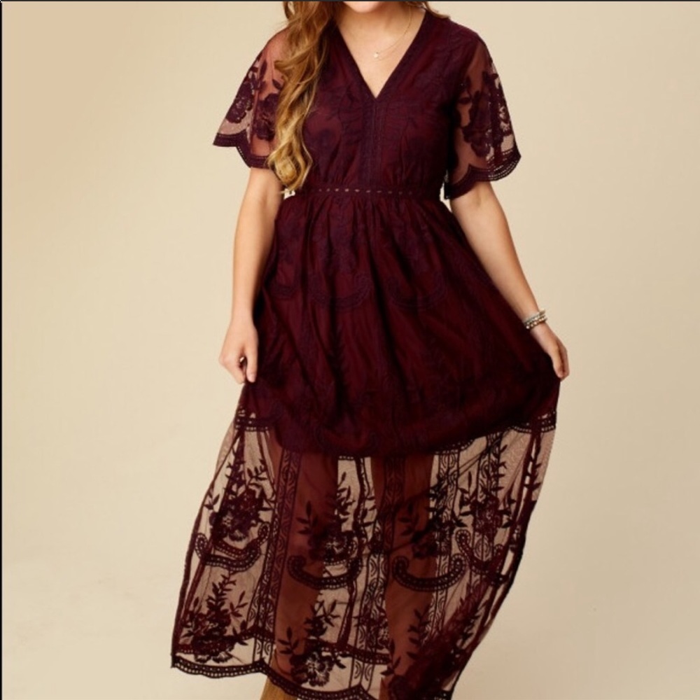 Altar’d state burgundy lace dress